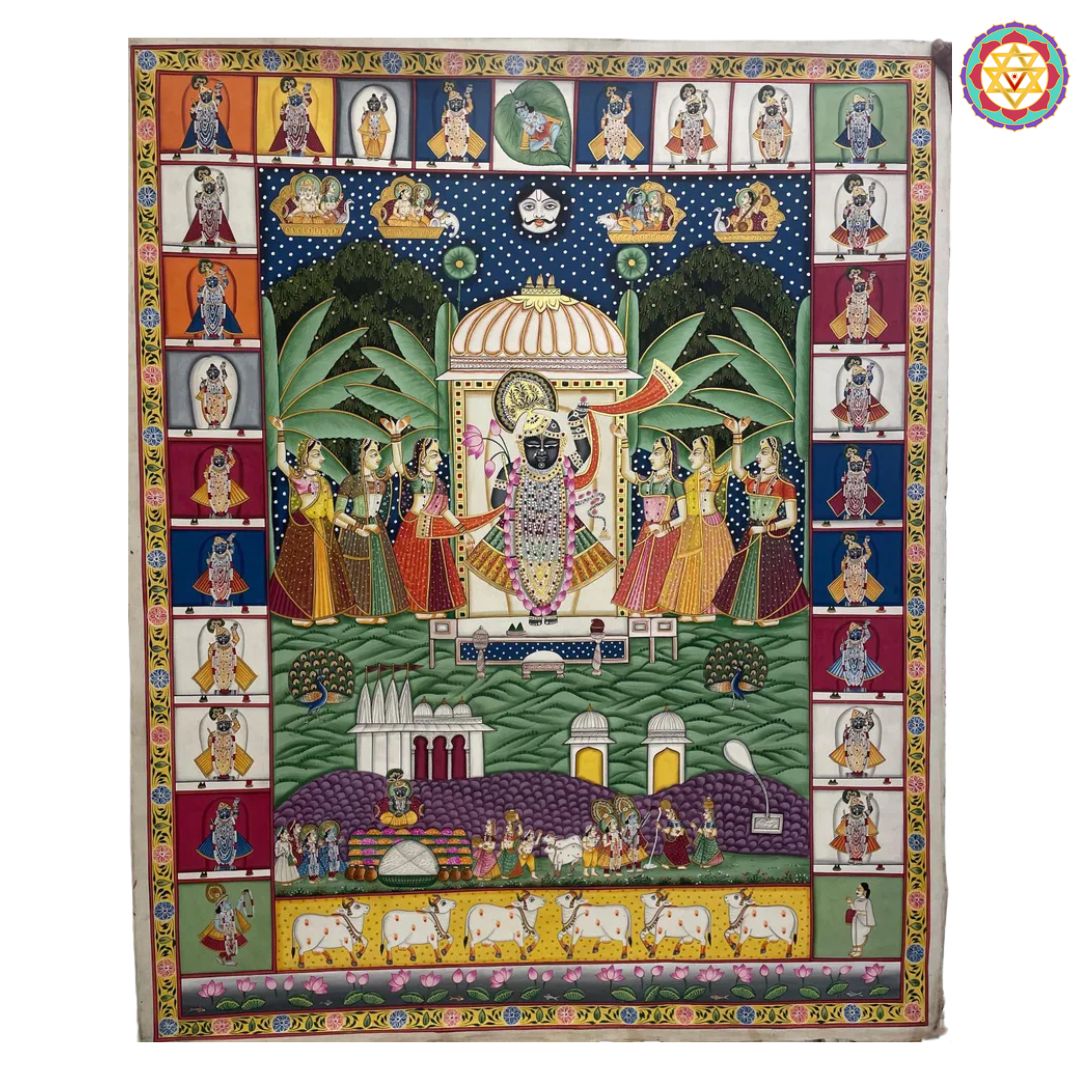 hand painted pichwai painting antique finish shrinathji