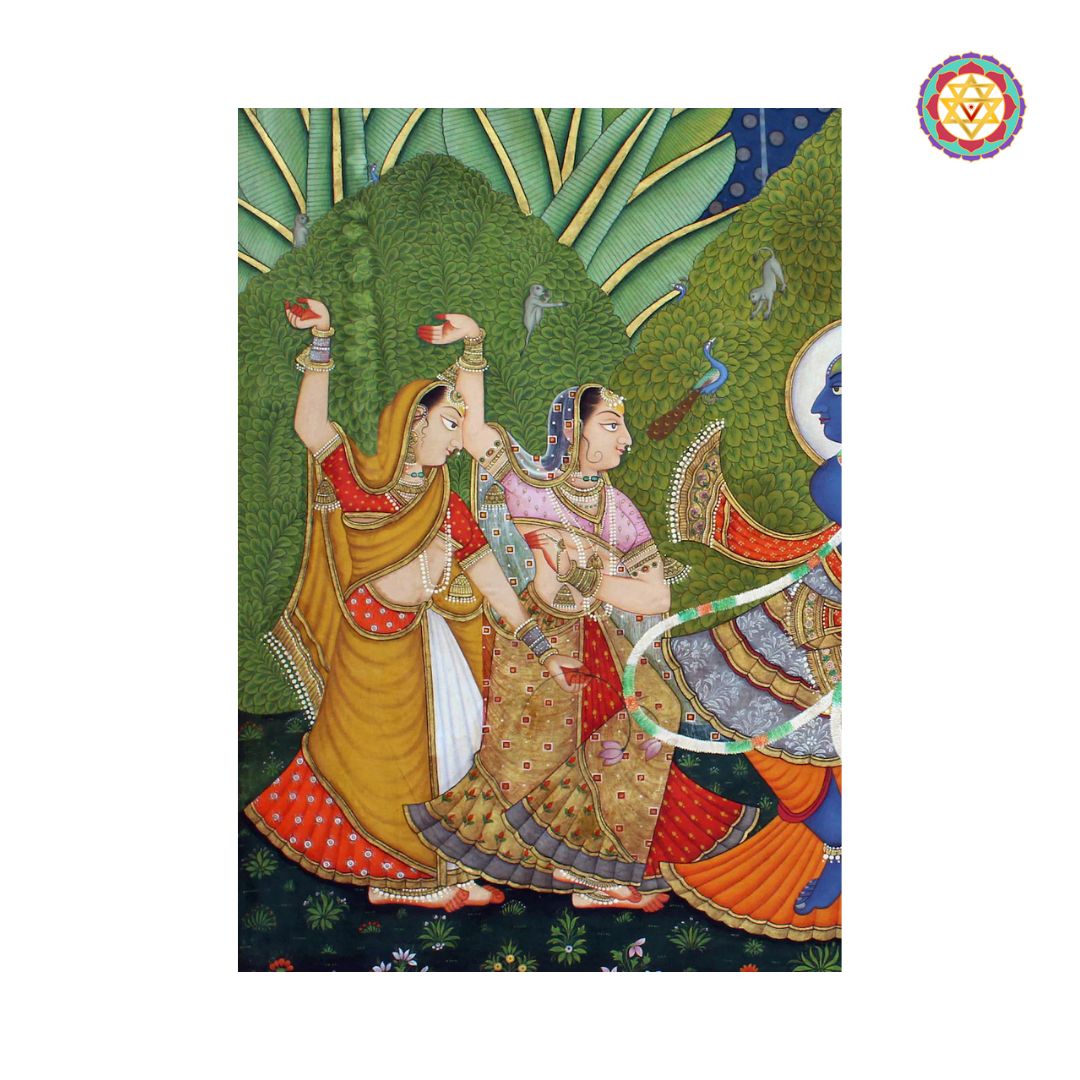 hand painted pichwai painting modern finish krishna gopikas