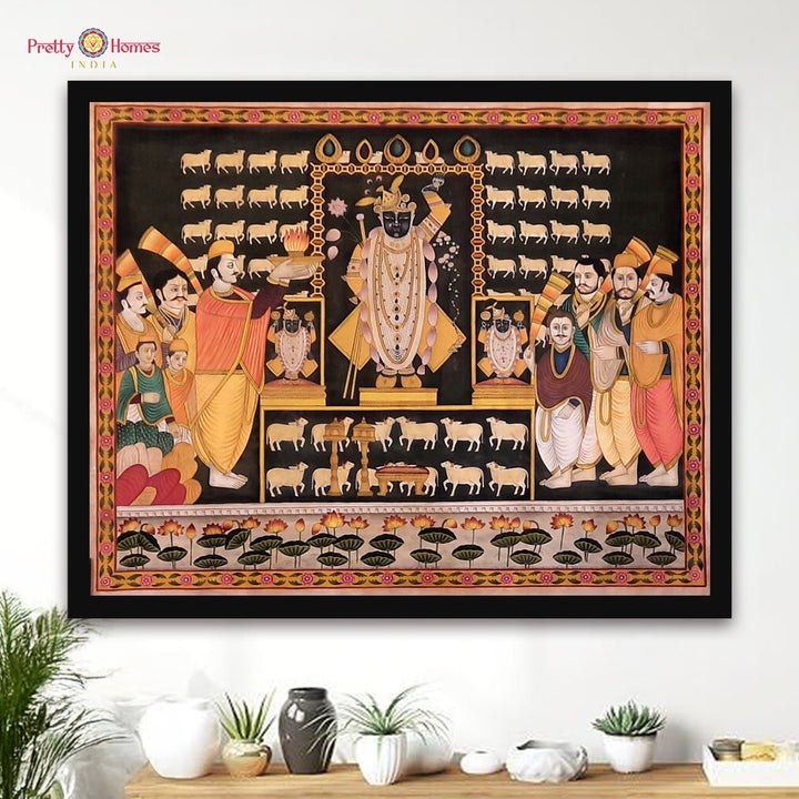 Hand-Painted Pichwai Shrinathji Darshan Wall Art