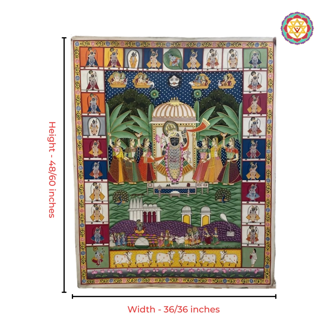 Full view of Sharad Swaroop pichwai wall art with traditional craftsmanship