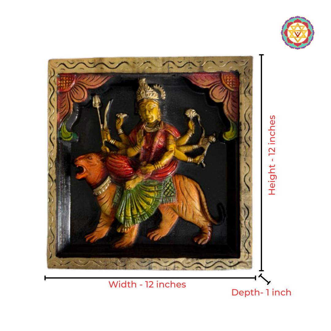 wooden durga god idol wall decor