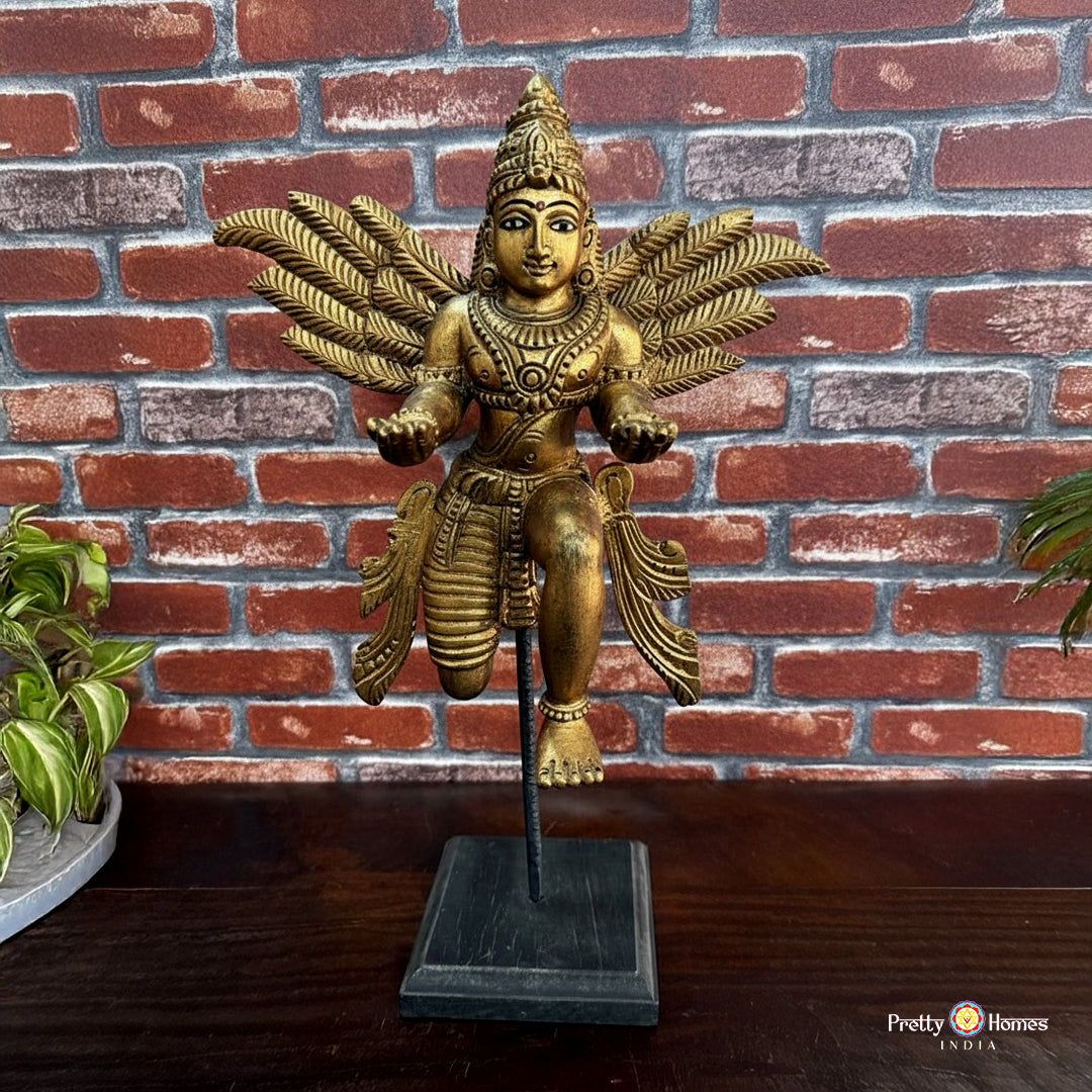 handcarved garuda statue wooden table décor