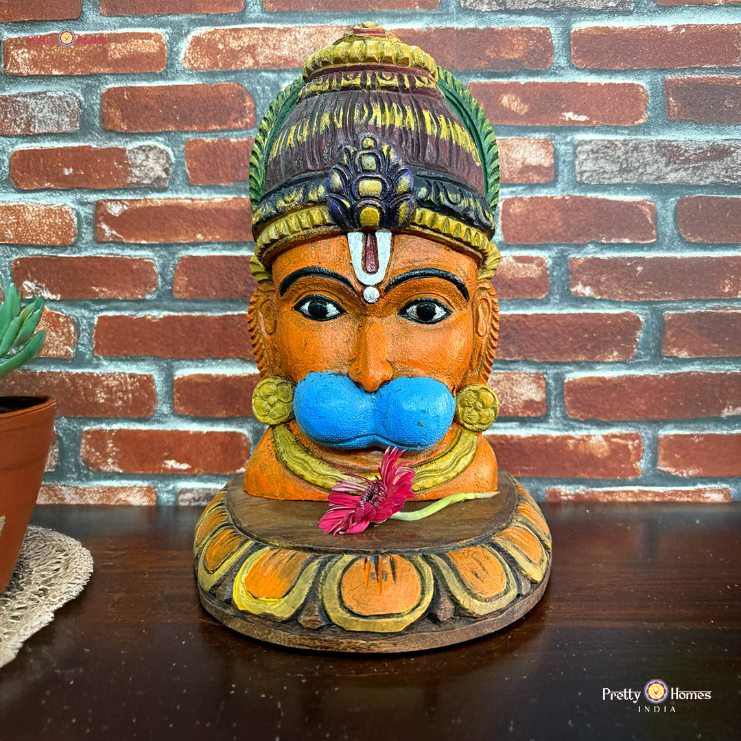 handcarved hanuman statue wooden table décor