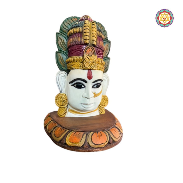 handcarved Lakshmi wooden decor with vintage stand