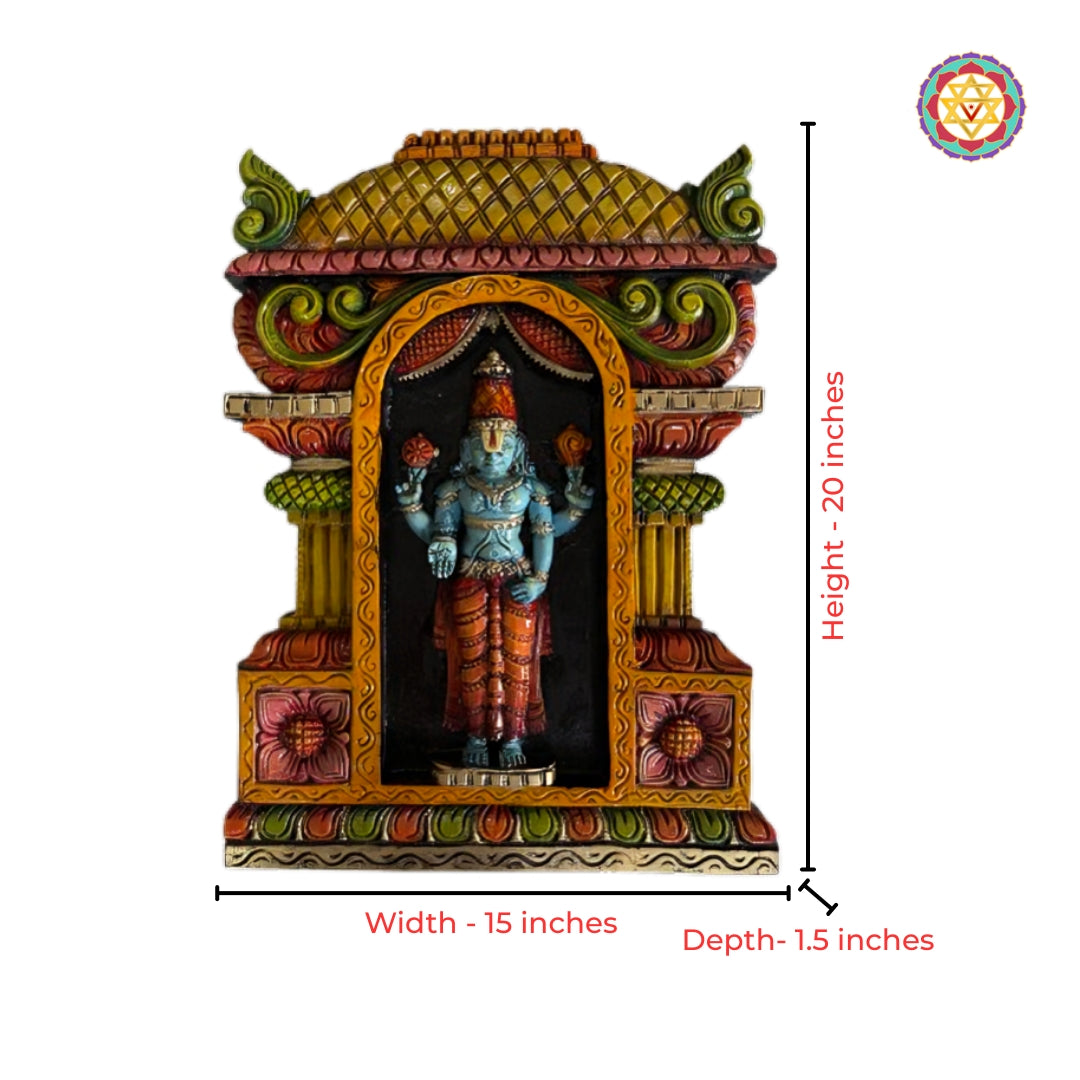 temple style balaji wood carving wall art