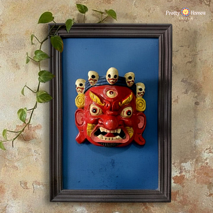 handcrafted bhairava wall hanging wood art