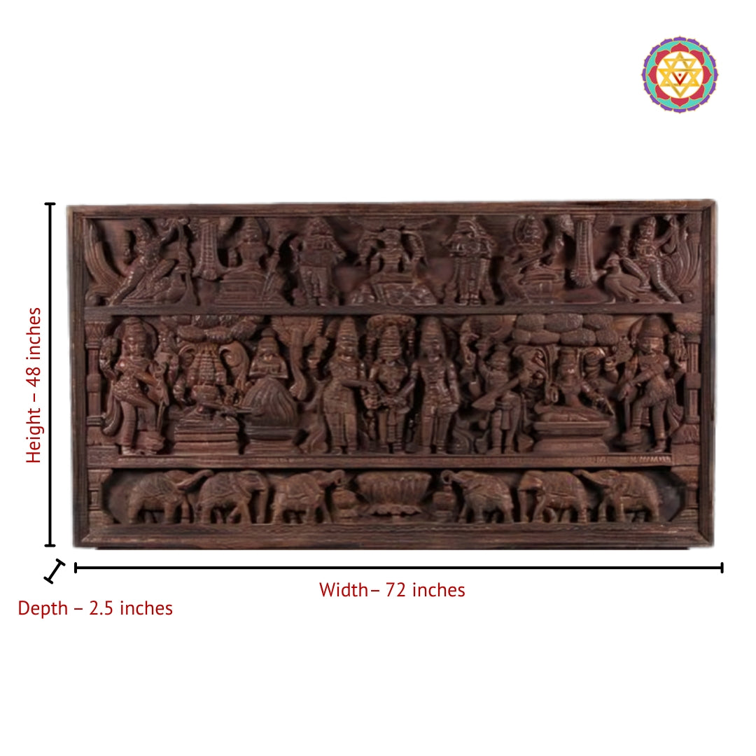 Temple style South Indian Shiva Parvati wedding procession carved in premium teak wood