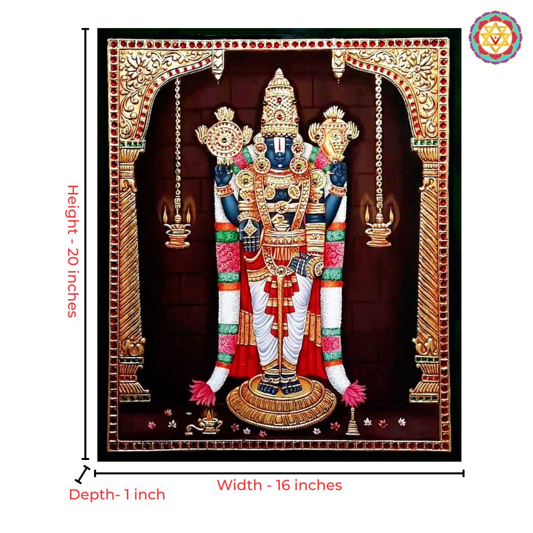 Handcrafted home decor items featuring Lord Srinivasa artwork