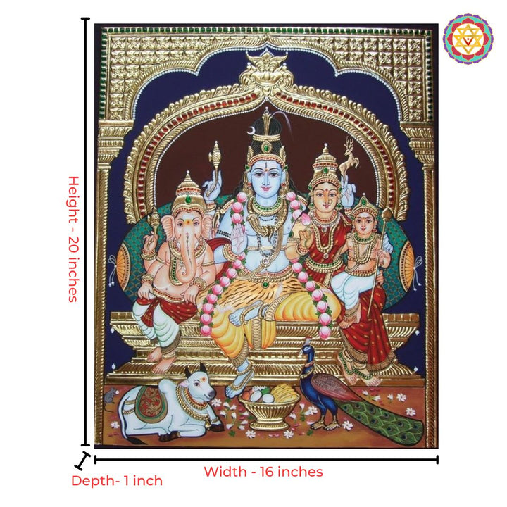 Handcrafted home decor items Shiva family Tanjore art.