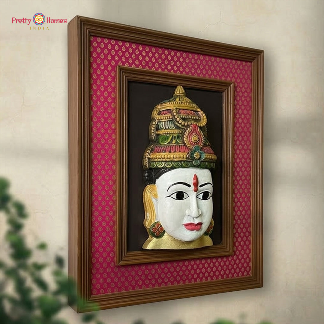 lakshmi decorative wooden panel with golden frame design