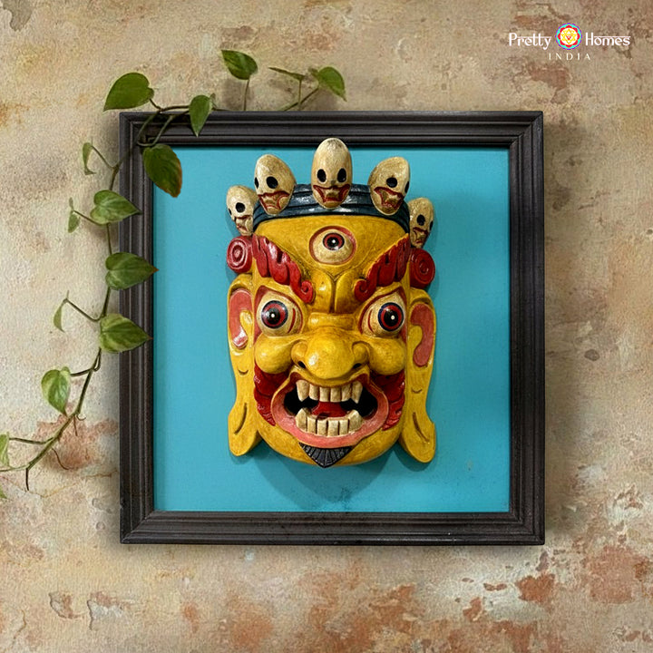 handcrafted large bhairava wall hanging wood art