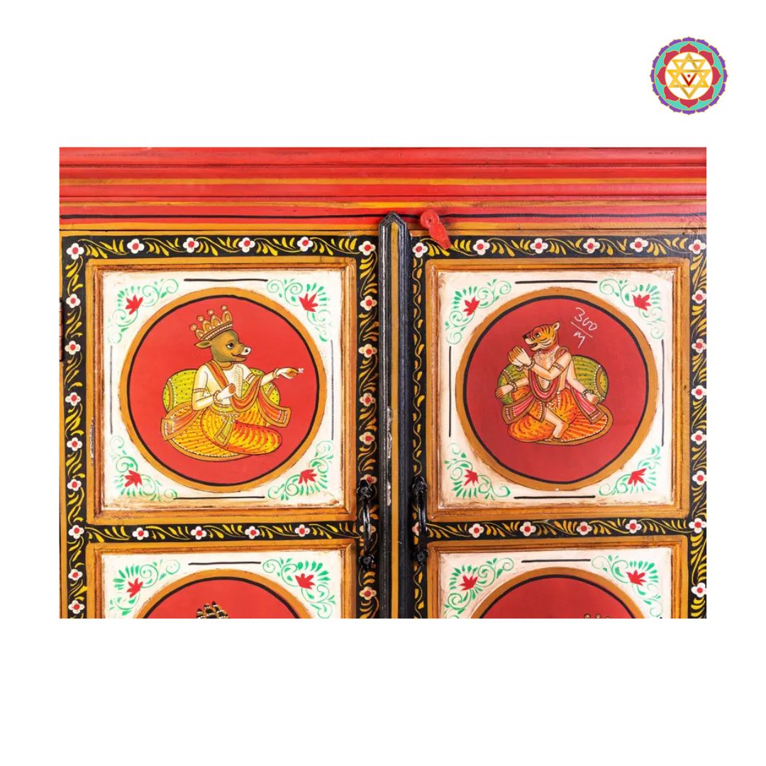 handcrafted wooden storage cabinet painted design