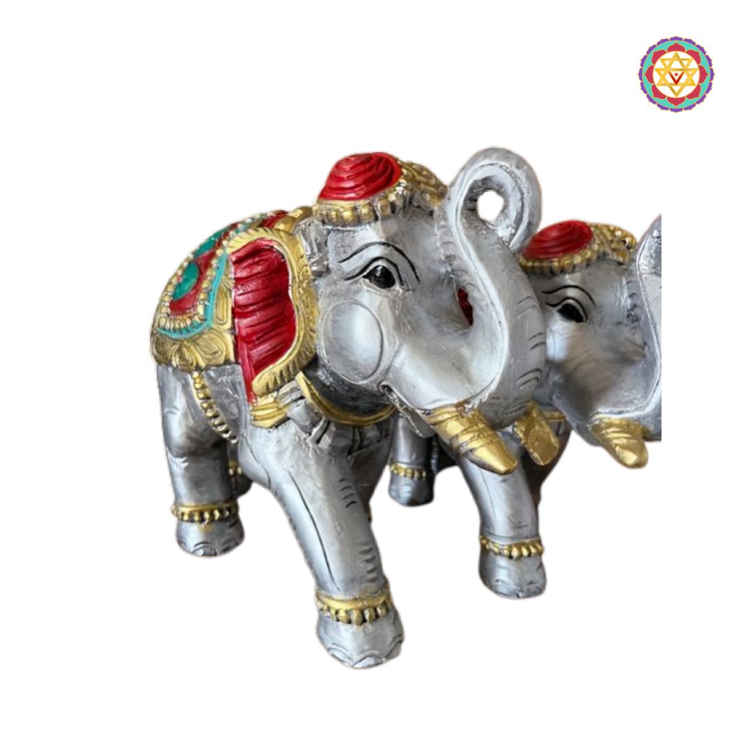 wooden elephant sculpture trunk up festive décor