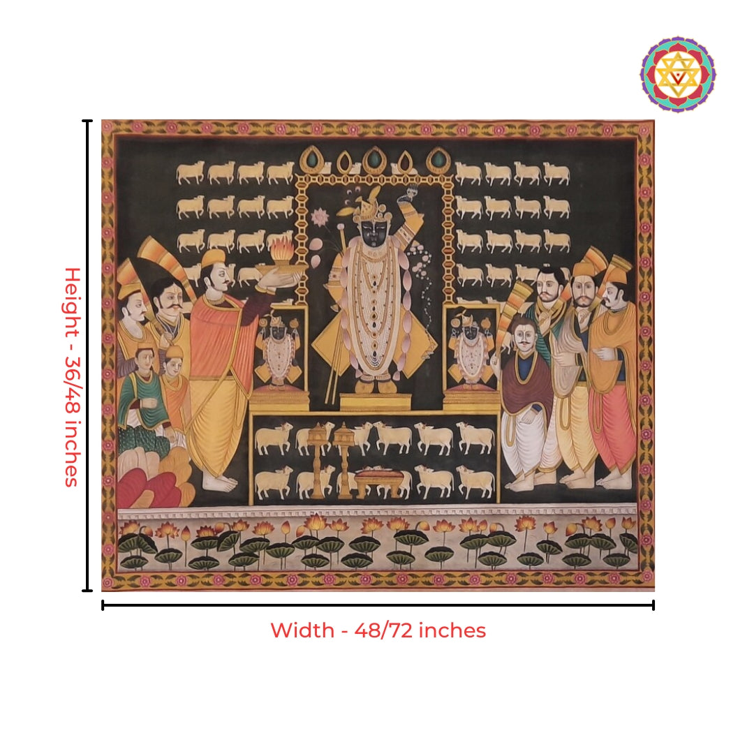 Nathdwara Style Pichwai Painting Shrinathji Daan Leela