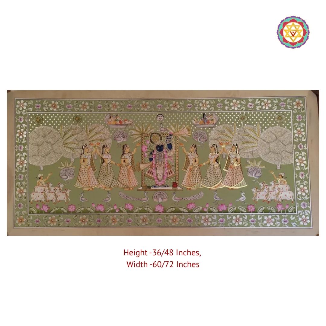 handmade wall decor pichwai painting shrinathji gopikas