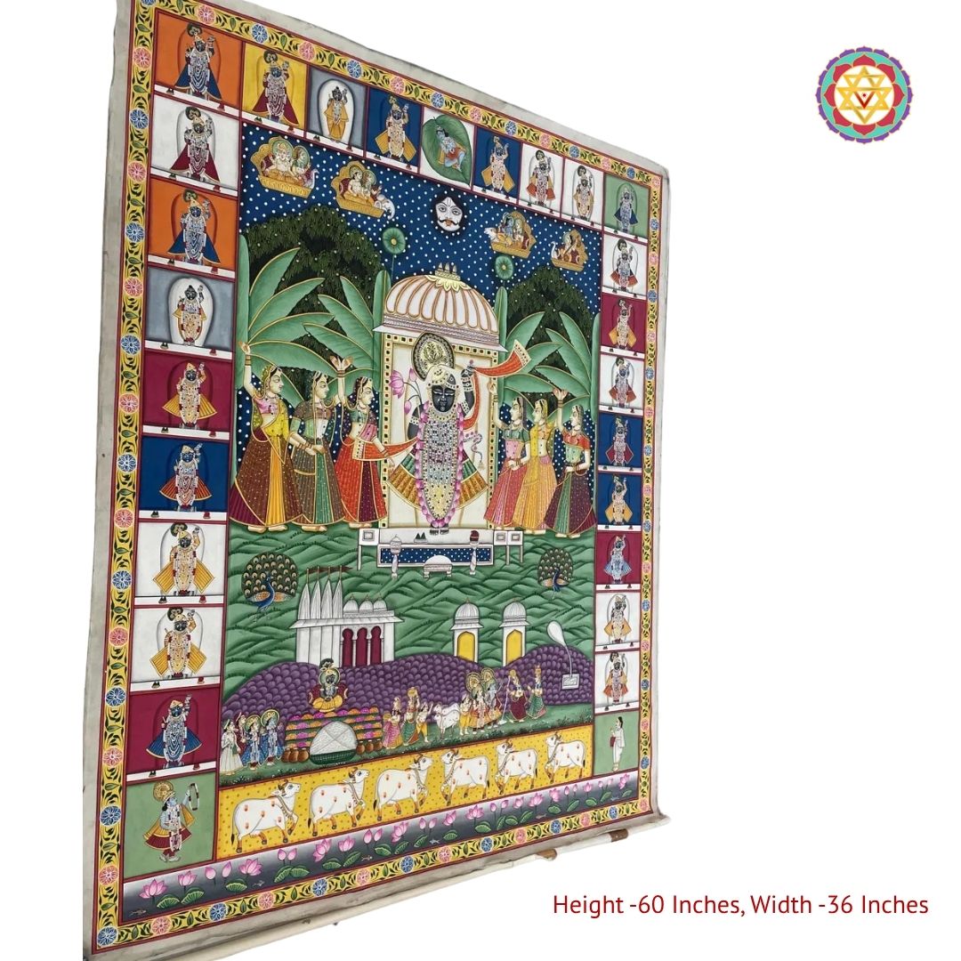 handmade wall decor pichwai painting shrinathji darshan