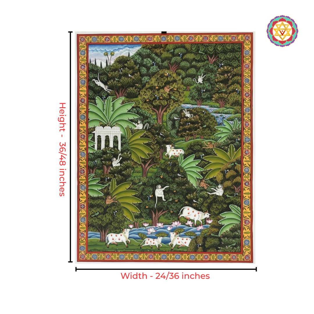 pichwai painting lush green forest traditional artwork