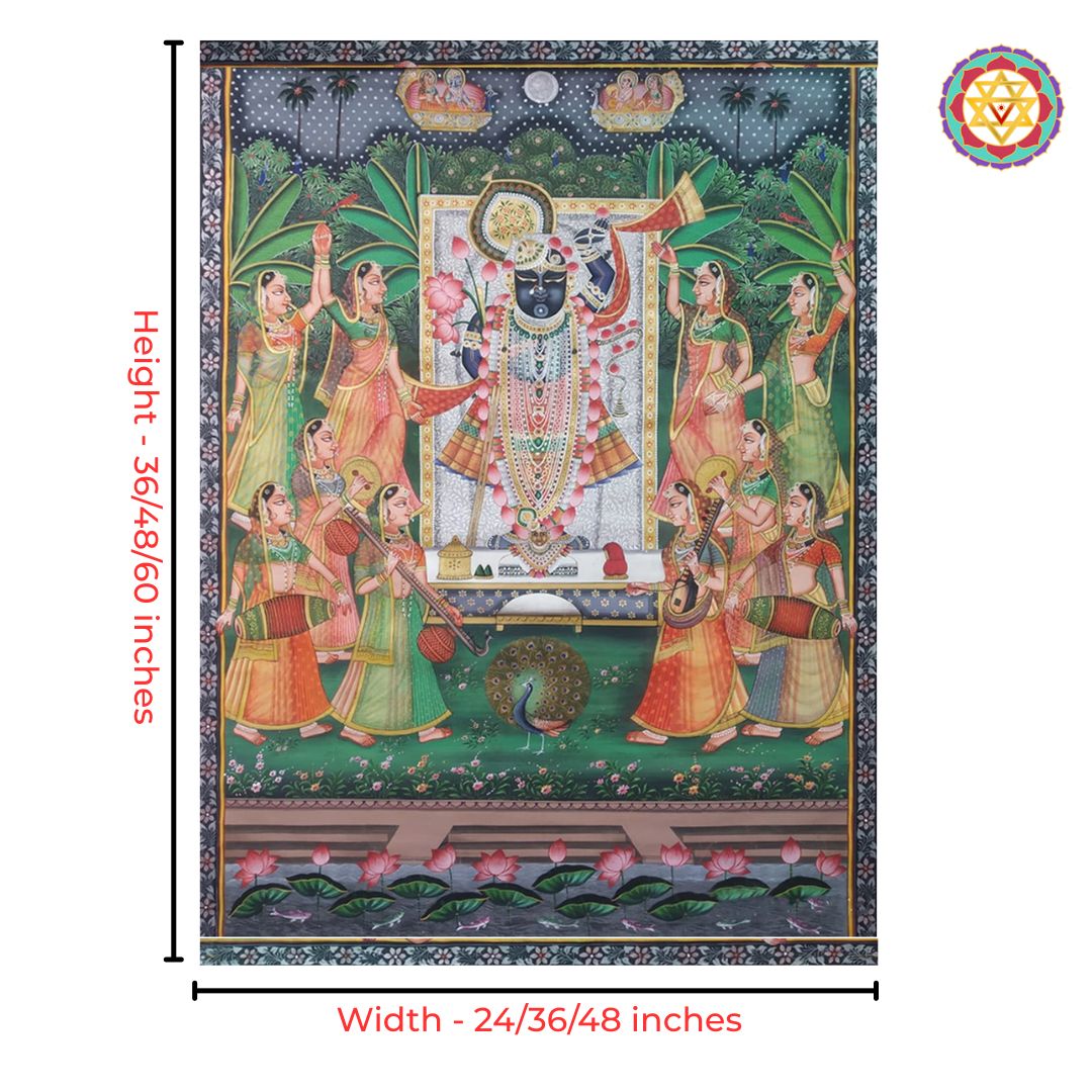 pichwai painting with traditional dance and music scene
