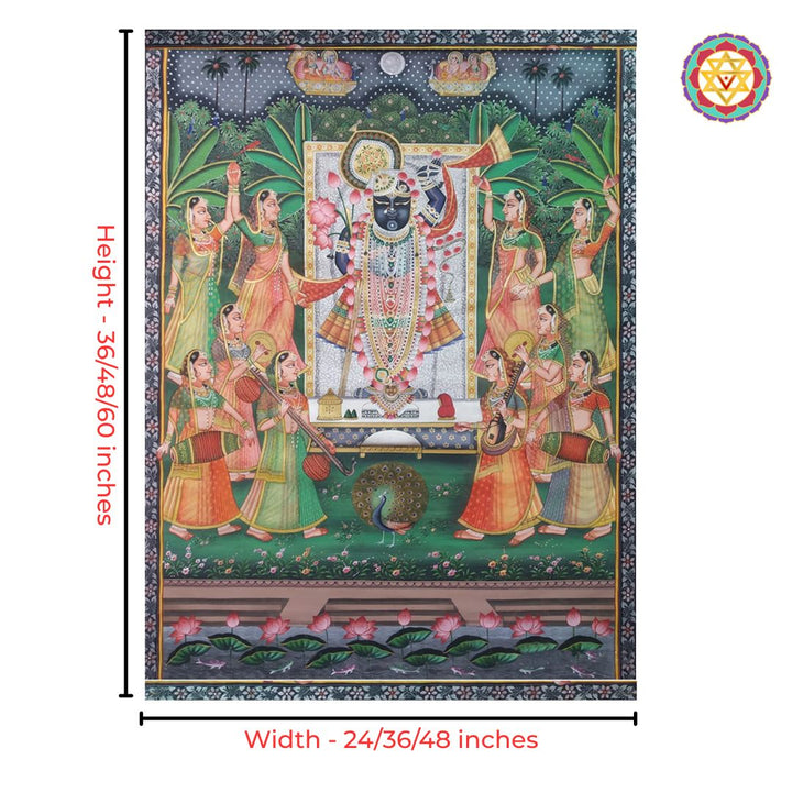 pichwai painting with traditional dance and music scene