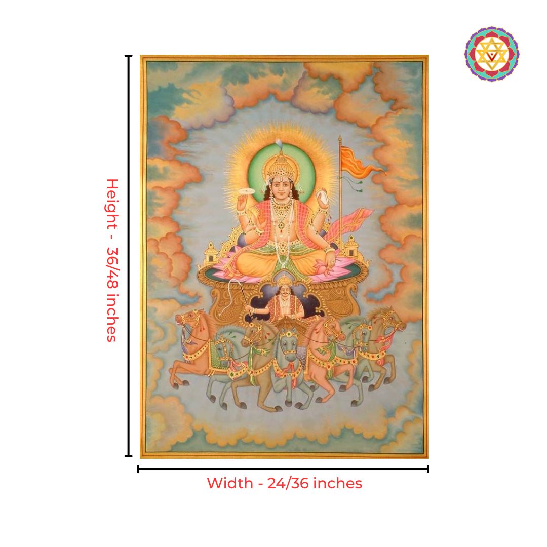 pichwai painting sun god chariot traditional indian artwork