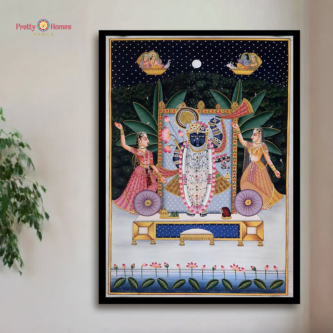 Handpainted Pichwai Sharad Leela Shrinathji with Gopikas