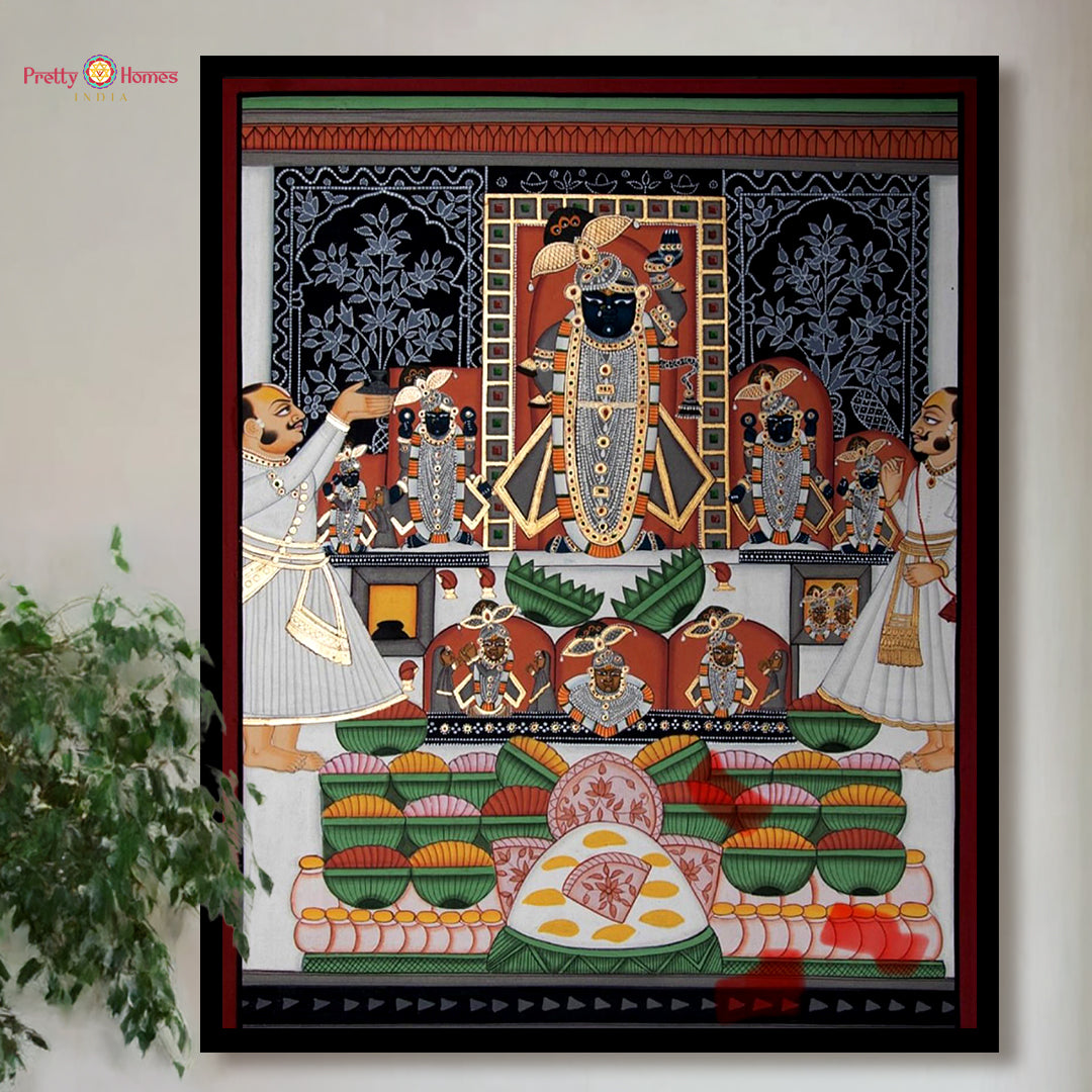 handpainted pichwai shrinathji aarti bhog darshan