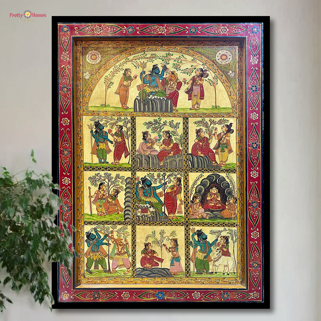 Handpainted Ramayana miniature style wall panel