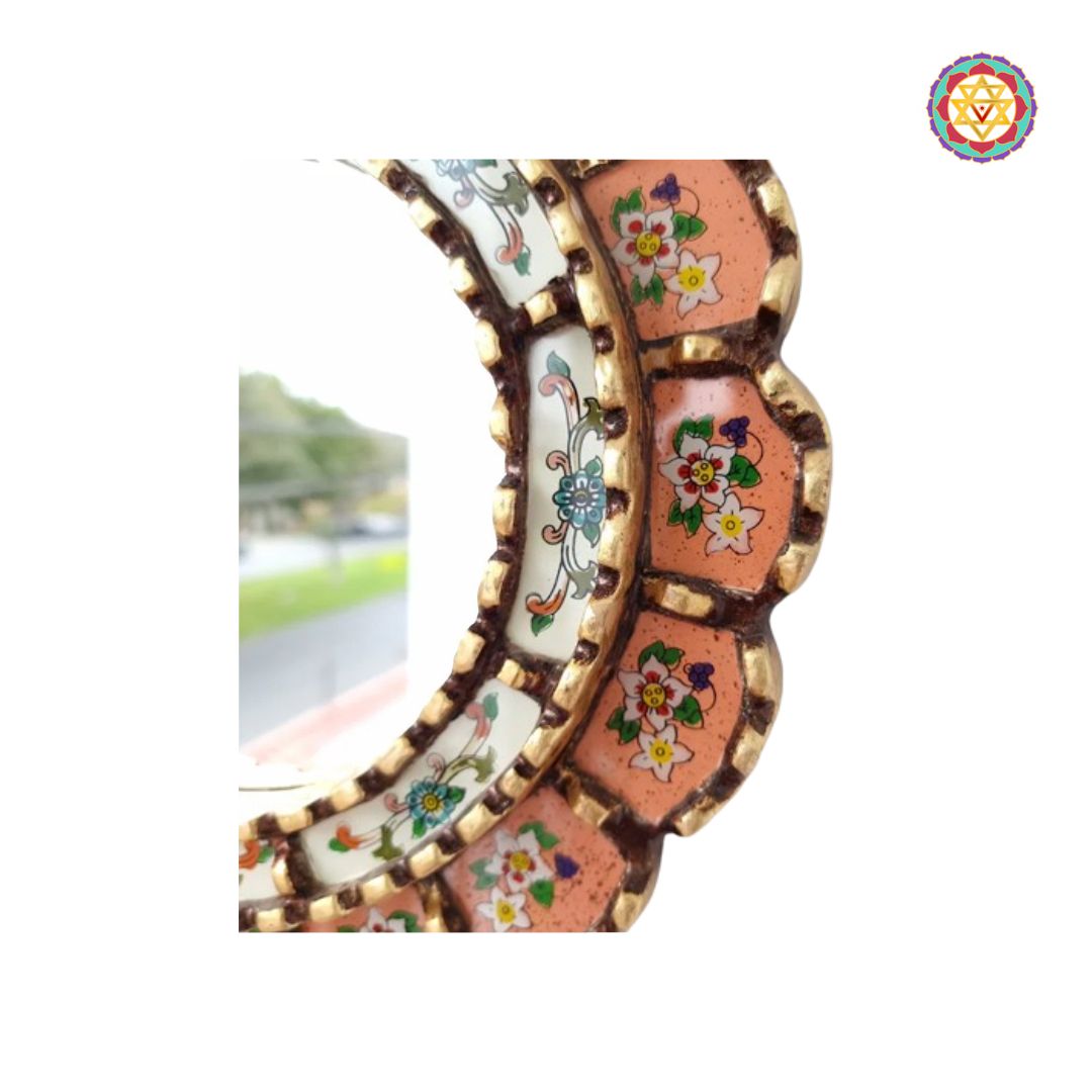 handcrafted peach mirror modern wall décor