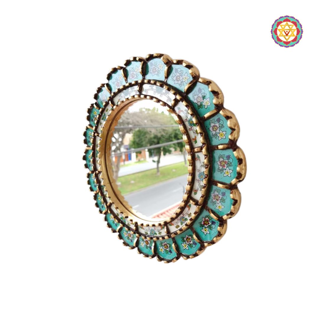 handcrafted turquoise mirror modern wall décor