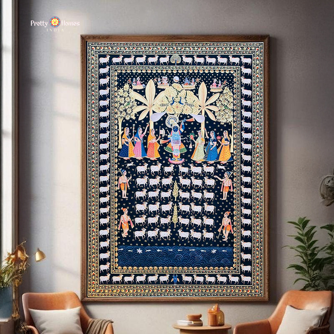 Handpainted Shrinathji Leela Darshan Pichwai painting