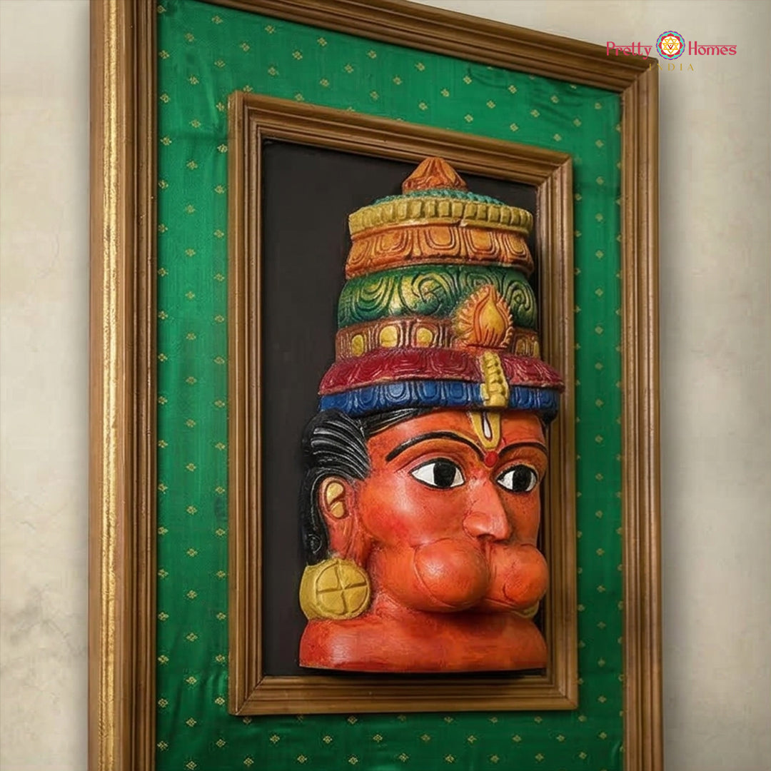 wooden face wall hanging lord hanuman spiritual art