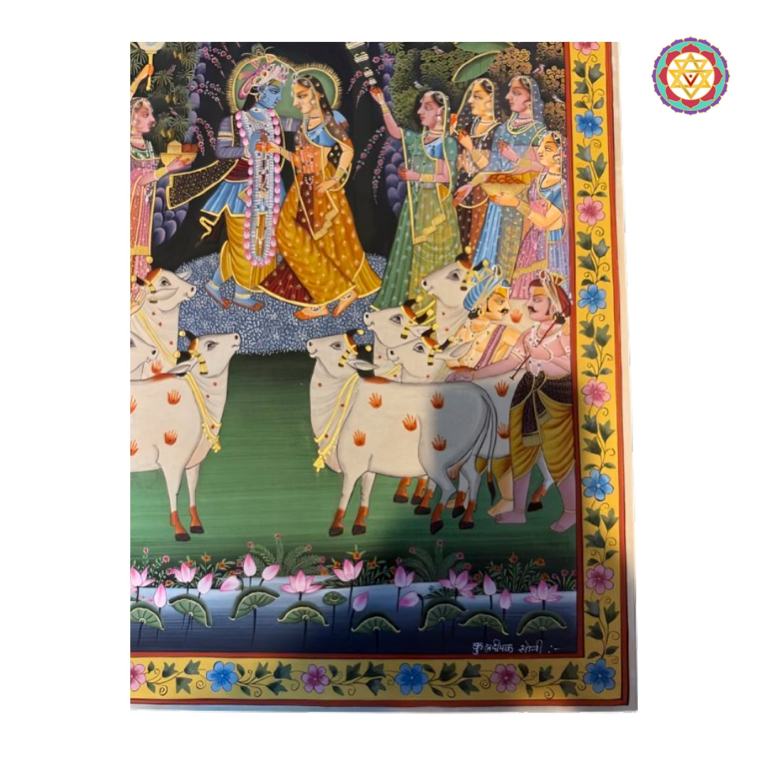 Heritage-style Pichwai painting showcasing Krishna and Radha together