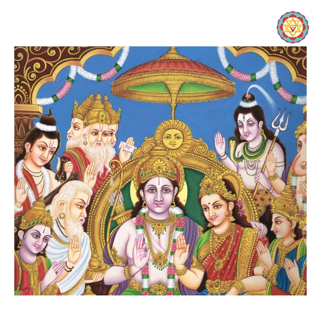 Elegant Ram Darbar pichwai wall art with fine handcrafted brushwork