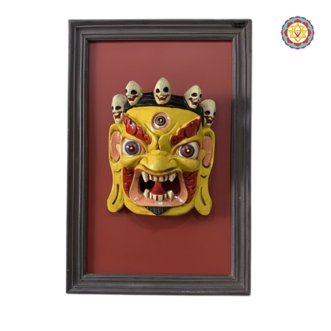 indian bhairava wall décor wooden handcrafted piece