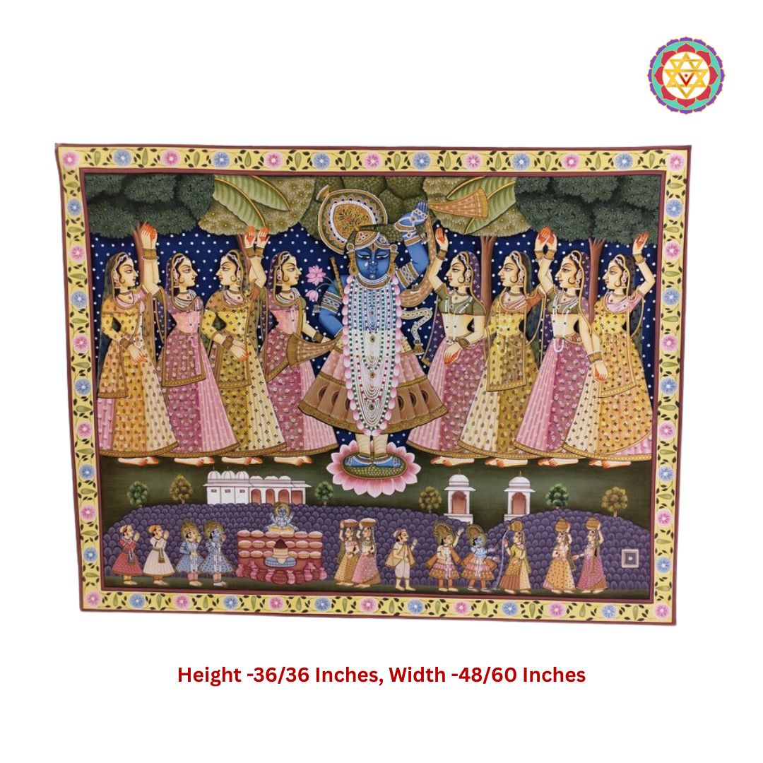indian home decor pichwai painting shrinathji gopikas