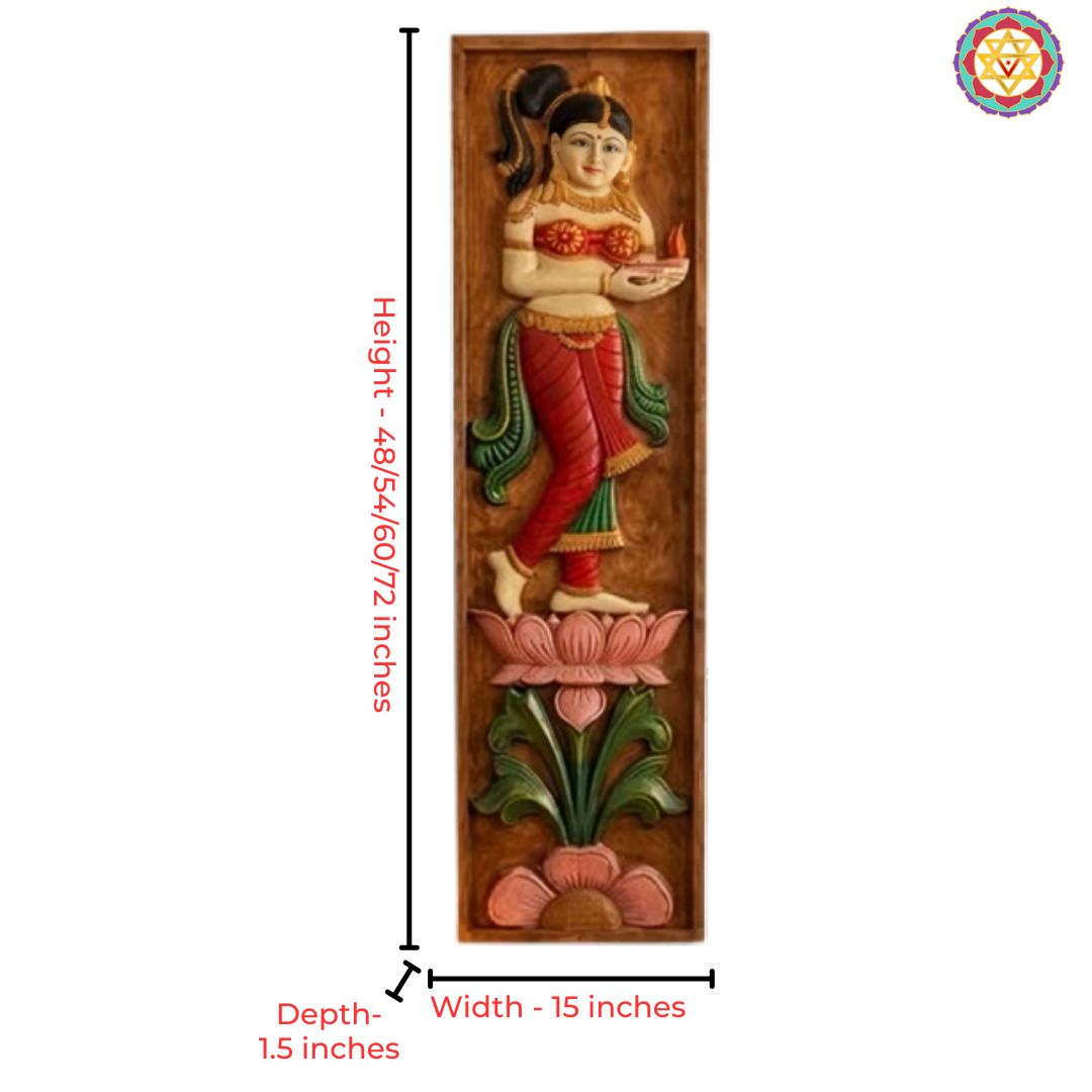 wooden decorative items lotus panel lady sculpture