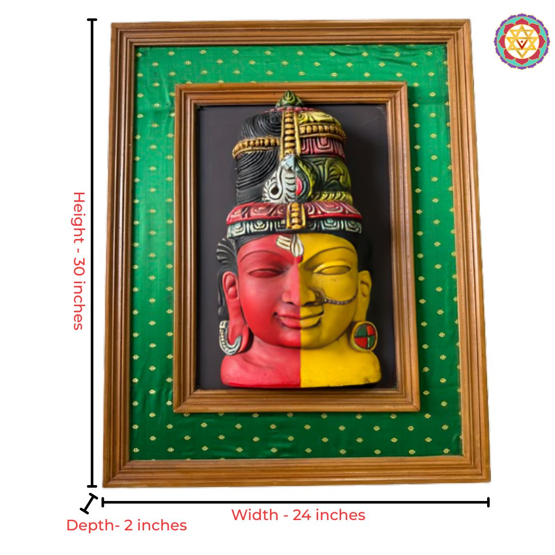 decorative wooden panel ardhanarishvara wall art