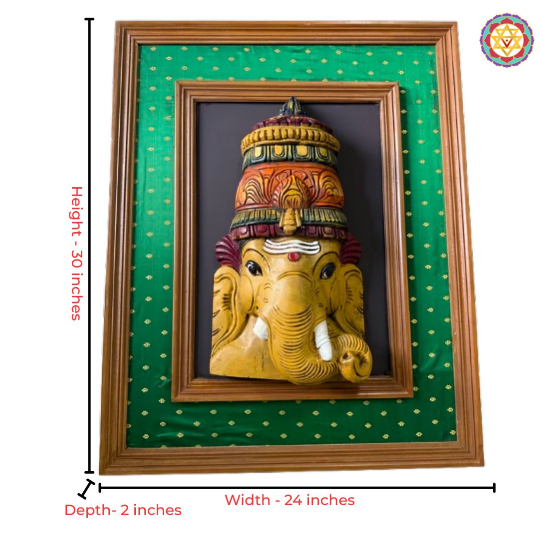 decorative wooden panel ganesha face wall art