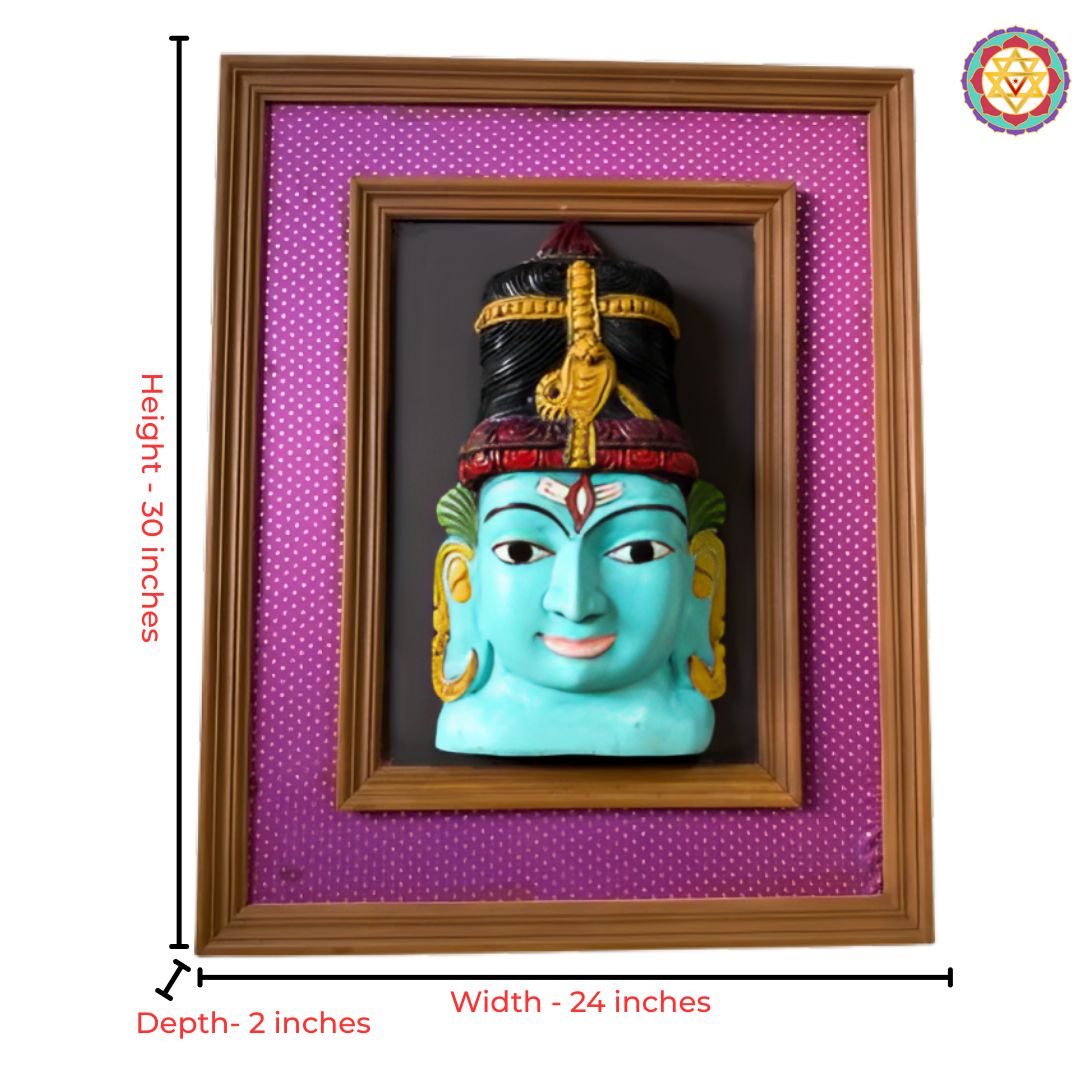 decorative wooden panel shiva face wall art