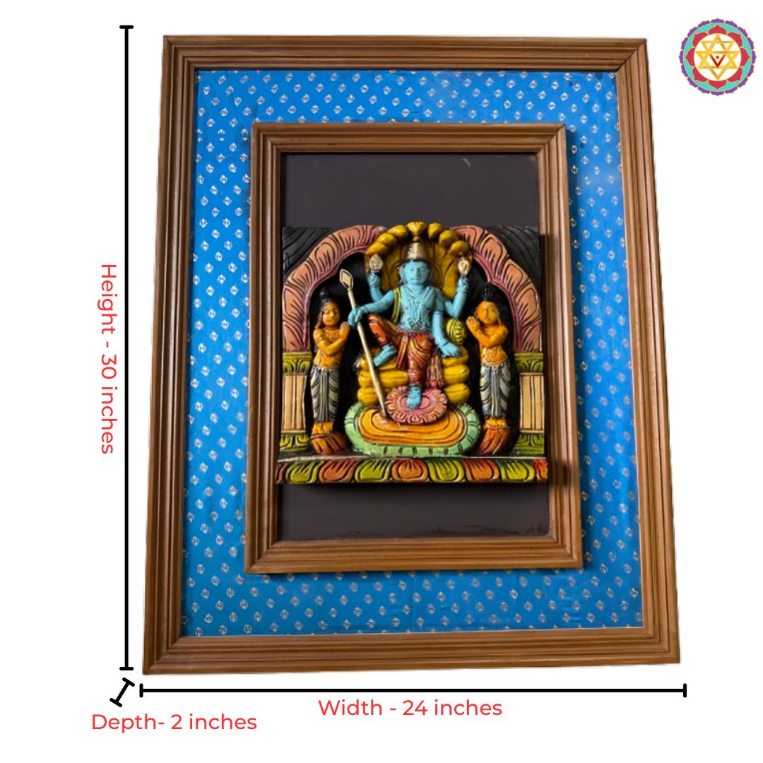 traditional indian wood carved wall decor vishnu panel