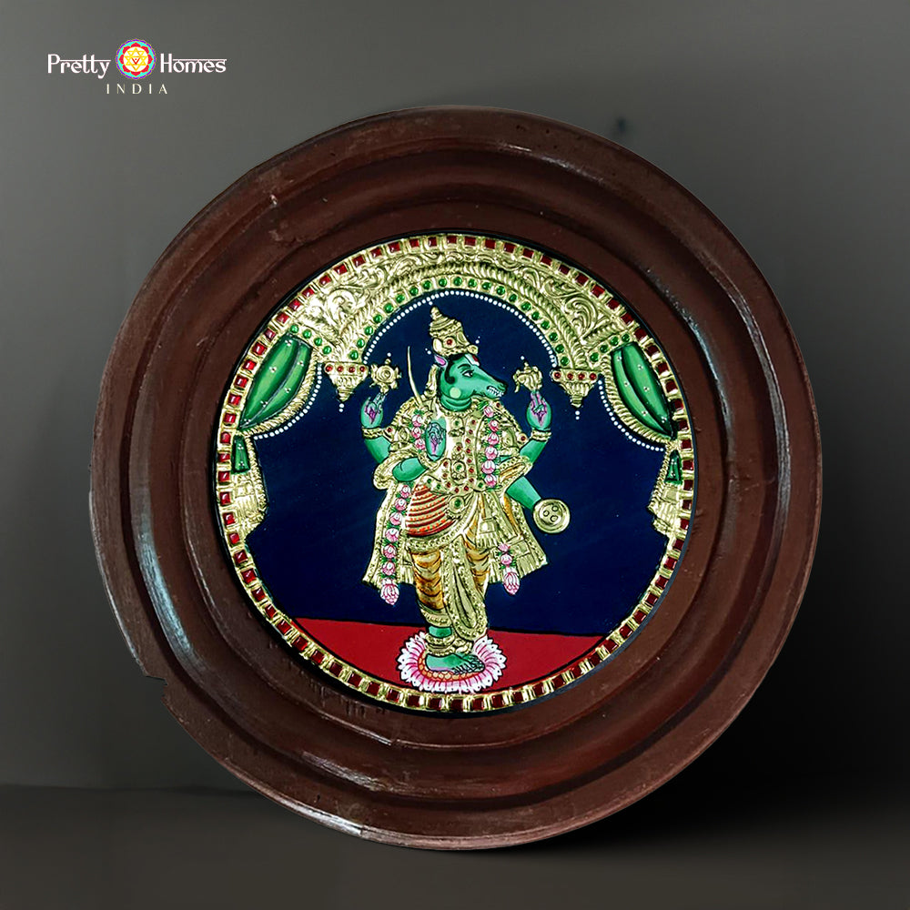 Solid Teakwood Frame Tanjore Painting Lord Vishnu Dasavatar 