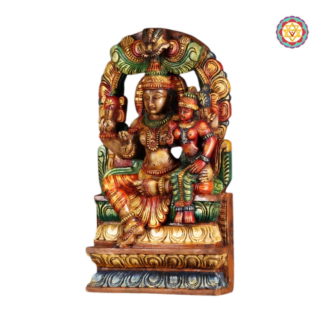 handcarved wooden sculpture lakshmi narayan multicolour finish