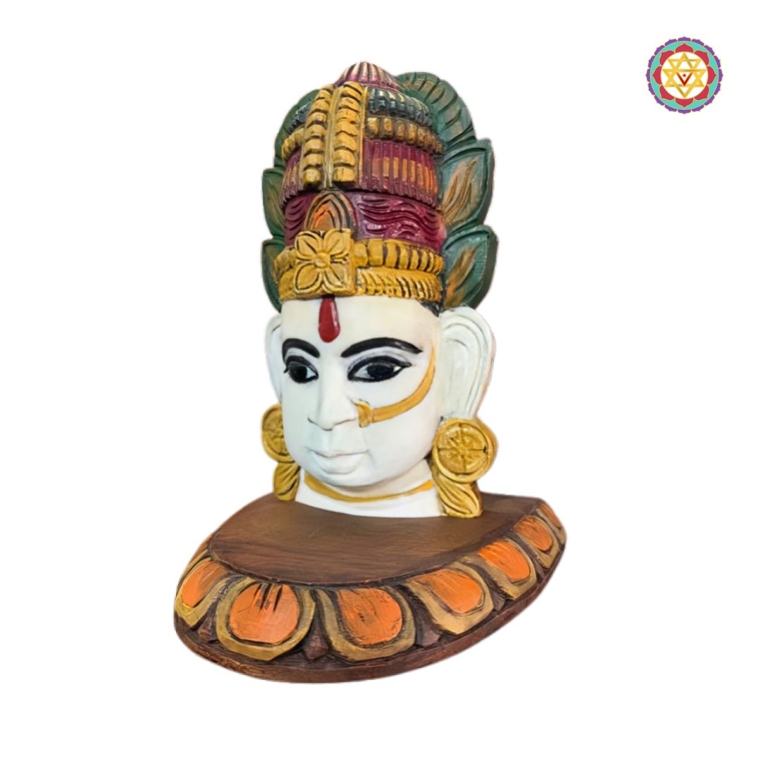 Lakshmi tabletop decor wooden handpainted idol