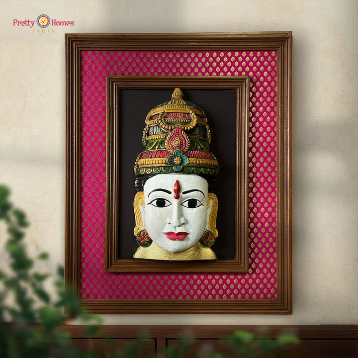 lakshmi wooden face wall hanging traditional framed decor