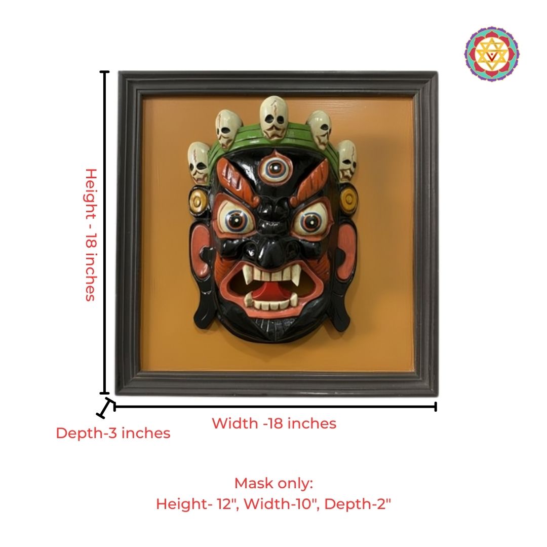 large framed bhairava wall art indian wooden décor
