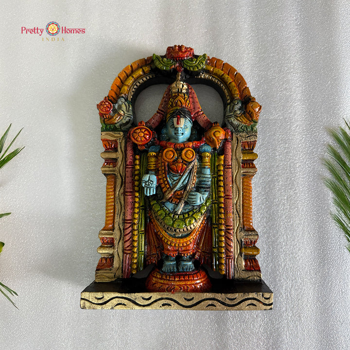 hand carved wooden lord balaji god statue
