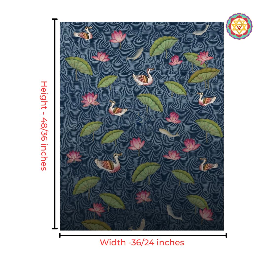 traditional pichwai painting with birds and leaves