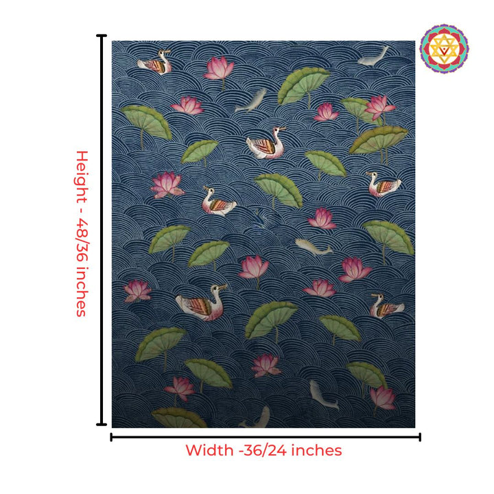 traditional pichwai painting with birds and leaves