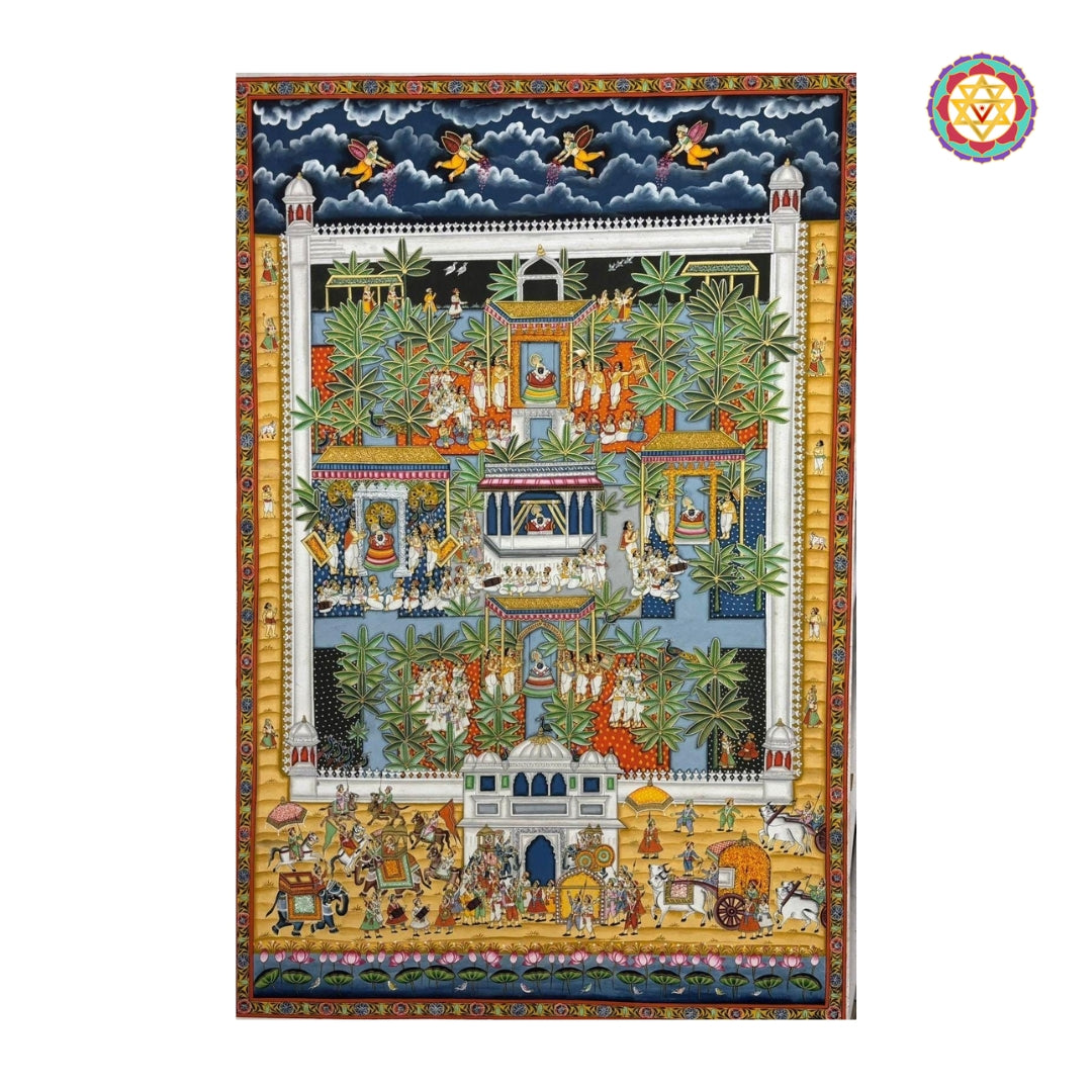 Close-up view of artisan decor set with ornate traditional motifs