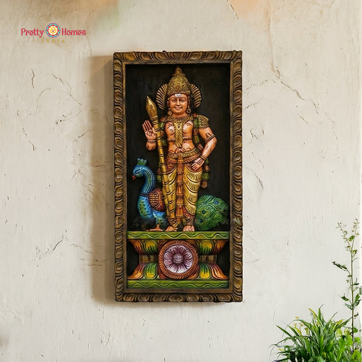 handcrafted murugan wooden wall panel decor multicolour finish
